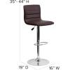 Flash Furniture Vincent Modern Adjustable Height Barstool with Footrest and Padded Mid-Back, Upholstered Vinyl Bar/Counter Height Stool, White/Chrome(Brown)