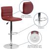 Flash Furniture Vincent Modern Adjustable Height Barstool with Footrest and Padded Mid-Back, Upholstered Vinyl Bar/Counter Height Stool, White/Chrome(Burgundy)
