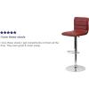 Flash Furniture Vincent Modern Adjustable Height Barstool with Footrest and Padded Mid-Back, Upholstered Vinyl Bar/Counter Height Stool, White/Chrome(Burgundy)