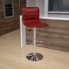 Flash Furniture Vincent Modern Adjustable Height Barstool with Footrest and Padded Mid-Back, Upholstered Vinyl Bar/Counter Height Stool, White/Chrome(Burgundy)