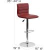 Flash Furniture Vincent Modern Adjustable Height Barstool with Footrest and Padded Mid-Back, Upholstered Vinyl Bar/Counter Height Stool, White/Chrome(Burgundy)