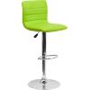 Flash Furniture Vincent Modern Adjustable Height Barstool with Footrest and Padded Mid-Back, Upholstered Vinyl Bar/Counter Height Stool, White/Chrome(Green)