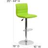 Flash Furniture Vincent Modern Adjustable Height Barstool with Footrest and Padded Mid-Back, Upholstered Vinyl Bar/Counter Height Stool, White/Chrome(Green)