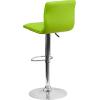 Flash Furniture Vincent Modern Adjustable Height Barstool with Footrest and Padded Mid-Back, Upholstered Vinyl Bar/Counter Height Stool, White/Chrome(Green)