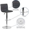 Flash Furniture Vincent Modern Adjustable Height Barstool with Footrest and Padded Mid-Back, Upholstered Vinyl Bar/Counter Height Stool, White/Chrome(Grey)