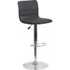 Flash Furniture Vincent Modern Adjustable Height Barstool with Footrest and Padded Mid-Back, Upholstered Vinyl Bar/Counter Height Stool, White/Chrome(Grey)