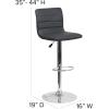 Flash Furniture Vincent Modern Adjustable Height Barstool with Footrest and Padded Mid-Back, Upholstered Vinyl Bar/Counter Height Stool, White/Chrome(Grey)