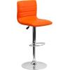 Flash Furniture Vincent Modern Adjustable Height Barstool with Footrest and Padded Mid-Back, Upholstered Vinyl Bar/Counter Height Stool, White/Chrome(Orange)