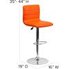 Flash Furniture Vincent Modern Adjustable Height Barstool with Footrest and Padded Mid-Back, Upholstered Vinyl Bar/Counter Height Stool, White/Chrome(Orange)