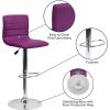 Flash Furniture Vincent Modern Adjustable Height Barstool with Footrest and Padded Mid-Back, Upholstered Vinyl Bar/Counter Height Stool, White/Chrome(Purple)