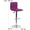Flash Furniture Vincent Modern Adjustable Height Barstool with Footrest and Padded Mid-Back, Upholstered Vinyl Bar/Counter Height Stool, White/Chrome(Purple)