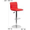 Flash Furniture Vincent Modern Adjustable Height Barstool with Footrest and Padded Mid-Back, Upholstered Vinyl Bar/Counter Height Stool, White/Chrome(Red)