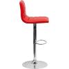 Flash Furniture Vincent Modern Adjustable Height Barstool with Footrest and Padded Mid-Back, Upholstered Vinyl Bar/Counter Height Stool, White/Chrome(Red)