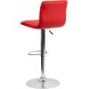 Flash Furniture Vincent Modern Adjustable Height Barstool with Footrest and Padded Mid-Back, Upholstered Vinyl Bar/Counter Height Stool, White/Chrome(Red)