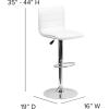Flash Furniture Vincent Modern Adjustable Height Barstool with Footrest and Padded Mid-Back, Upholstered Vinyl Bar/Counter Height Stool, White/Chrome(White)