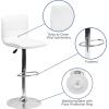 Flash Furniture Vincent Modern Adjustable Height Barstool with Footrest and Padded Mid-Back, Upholstered Vinyl Bar/Counter Height Stool, White/Chrome(White)