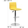 Flash Furniture Vincent Modern Adjustable Height Barstool with Footrest and Padded Mid-Back, Upholstered Vinyl Bar/Counter Height Stool, White/Chrome(Yellow)