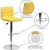 Flash Furniture Vincent Modern Adjustable Height Barstool with Footrest and Padded Mid-Back, Upholstered Vinyl Bar/Counter Height Stool, White/Chrome(Yellow)