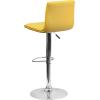 Flash Furniture Vincent Modern Adjustable Height Barstool with Footrest and Padded Mid-Back, Upholstered Vinyl Bar/Counter Height Stool, White/Chrome(Yellow)