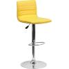 Flash Furniture Vincent Modern Adjustable Height Barstool with Footrest and Padded Mid-Back, Upholstered Vinyl Bar/Counter Height Stool, White/Chrome(Yellow)