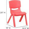 Flash Furniture Whitney 2 Pack Green Plastic Stackable School Chair with 10.5” Seat Height(Red)