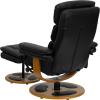 Flash Furniture Whitney Contemporary Multi-Position Recliner and Ottoman with Wood Base in Black LeatherSoft