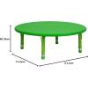 Flash Furniture Wren 45″ Round Natural Plastic Height AdjusTable with Rounded Safety Corners Activity Table with Rounded Safety Corners(Green)