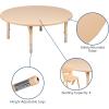 Flash Furniture Wren 45″ Round Natural Plastic Height AdjusTable with Rounded Safety Corners Activity Table with Rounded Safety Corners(Natural)