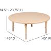 Flash Furniture Wren 45″ Round Natural Plastic Height AdjusTable with Rounded Safety Corners Activity Table with Rounded Safety Corners(Natural)