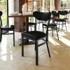 Flash Furniture Wright Commercial Grade Dining Chair – Natural Birch Finish Solid Wood Seat and Boomerang Back – 500 LB. Capacity Black Steel Frame(Black Vinyl Back/Black Vinyl Seat)