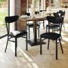 Flash Furniture Wright Commercial Grade Dining Chair – Natural Birch Finish Solid Wood Seat and Boomerang Back – 500 LB. Capacity Black Steel Frame(Black Vinyl Back/Black Vinyl Seat)