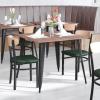 Flash Furniture Wright Commercial Grade Dining Chair – Natural Birch Finish Solid Wood Seat and Boomerang Back – 500 LB. Capacity Black Steel Frame(Natural Birch Wood Back/Green Vinyl Seat)