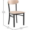 Flash Furniture Wright Commercial Grade Dining Chair – Natural Birch Finish Solid Wood Seat and Boomerang Back – 500 LB. Capacity Black Steel Frame(Natural Birch)