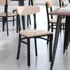 Flash Furniture Wright Commercial Grade Dining Chair – Natural Birch Finish Solid Wood Seat and Boomerang Back – 500 LB. Capacity Black Steel Frame(Natural Birch)