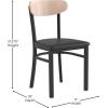 Flash Furniture Wright Commercial Grade Dining Chair – Natural Birch Finish Solid Wood Seat and Boomerang Back – 500 LB. Capacity Black Steel Frame(Natural Birch Wood Back/Black Vinyl Seat)