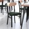 Flash Furniture Wright Commercial Grade Dining Chair – Natural Birch Finish Solid Wood Seat and Boomerang Back – 500 LB. Capacity Black Steel Frame(Natural Birch Wood Back/Green Vinyl Seat)