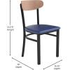 Flash Furniture Wright Commercial Grade Dining Chair – Natural Birch Finish Solid Wood Seat and Boomerang Back – 500 LB. Capacity Black Steel Frame(Natural Birch Wood Back/Blue Vinyl Seat)