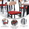 Flash Furniture Wright Commercial Grade Dining Chair – Natural Birch Finish Solid Wood Seat and Boomerang Back – 500 LB. Capacity Black Steel Frame(Natural Birch Wood Back/Red Vinyl Seat)