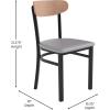 Flash Furniture Wright Commercial Grade Dining Chair – Natural Birch Finish Solid Wood Seat and Boomerang Back – 500 LB. Capacity Black Steel Frame(Natural Birch Wood Back/Gray Vinyl Seat)