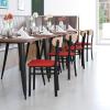 Flash Furniture Wright Commercial Grade Dining Chair – Natural Birch Finish Solid Wood Seat and Boomerang Back – 500 LB. Capacity Black Steel Frame(Natural Birch Wood Back/Red Vinyl Seat)