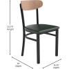 Flash Furniture Wright Commercial Grade Dining Chair – Natural Birch Finish Solid Wood Seat and Boomerang Back – 500 LB. Capacity Black Steel Frame(Natural Birch Wood Back/Green Vinyl Seat)