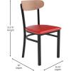 Flash Furniture Wright Commercial Grade Dining Chair – Natural Birch Finish Solid Wood Seat and Boomerang Back – 500 LB. Capacity Black Steel Frame(Natural Birch Wood Back/Red Vinyl Seat)