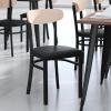 Flash Furniture Wright Commercial Grade Dining Chair – Natural Birch Finish Solid Wood Seat and Boomerang Back – 500 LB. Capacity Black Steel Frame(Natural Birch Wood Back/Black Vinyl Seat)