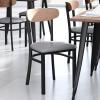 Flash Furniture Wright Commercial Grade Dining Chair – Natural Birch Finish Solid Wood Seat and Boomerang Back – 500 LB. Capacity Black Steel Frame(Natural Birch Wood Back/Gray Vinyl Seat)