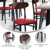 Flash Furniture Wright Commercial Grade Dining Chair – Natural Birch Finish Solid Wood Seat and Boomerang Back – 500 LB. Capacity Black Steel Frame(Walnut Wood Back/Red Vinyl Seat)