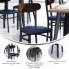Flash Furniture Wright Commercial Grade Dining Chair – Natural Birch Finish Solid Wood Seat and Boomerang Back – 500 LB. Capacity Black Steel Frame(Walnut Wood Back/Blue Vinyl Seat)