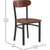 Flash Furniture Wright Commercial Grade Dining Chair – Natural Birch Finish Solid Wood Seat and Boomerang Back – 500 LB. Capacity Black Steel Frame(Walnut)