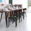 Flash Furniture Wright Commercial Grade Dining Chair – Natural Birch Finish Solid Wood Seat and Boomerang Back – 500 LB. Capacity Black Steel Frame(Walnut Wood Back/Green Vinyl Seat)