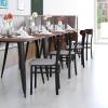 Flash Furniture Wright Commercial Grade Dining Chair – Natural Birch Finish Solid Wood Seat and Boomerang Back – 500 LB. Capacity Black Steel Frame(Walnut Wood Back/Gray Vinyl Seat)