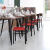 Flash Furniture Wright Commercial Grade Dining Chair – Natural Birch Finish Solid Wood Seat and Boomerang Back – 500 LB. Capacity Black Steel Frame(Walnut Wood Back/Red Vinyl Seat)